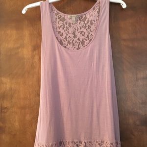 Anthropologie Bordeaux lace trim tank